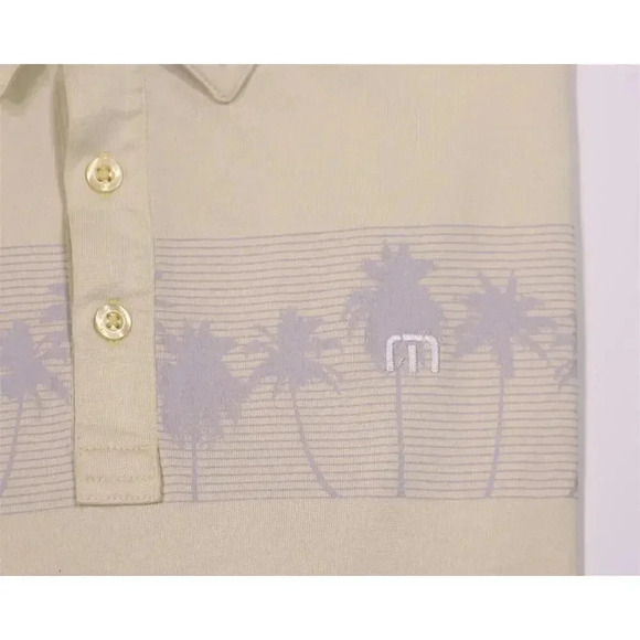 Travis Mathew Yellow Palm Tree Design Performance Golf Polo Shirt Large - Picture 2 of 9
